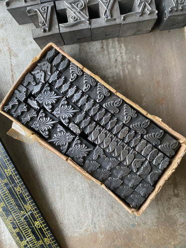 Box of old foundry ornaments